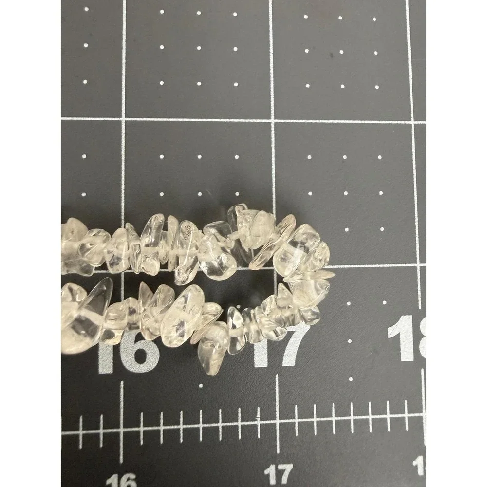 Clear Quartz Necklace Chip Bead Irregular Polished Stone Boho Strand